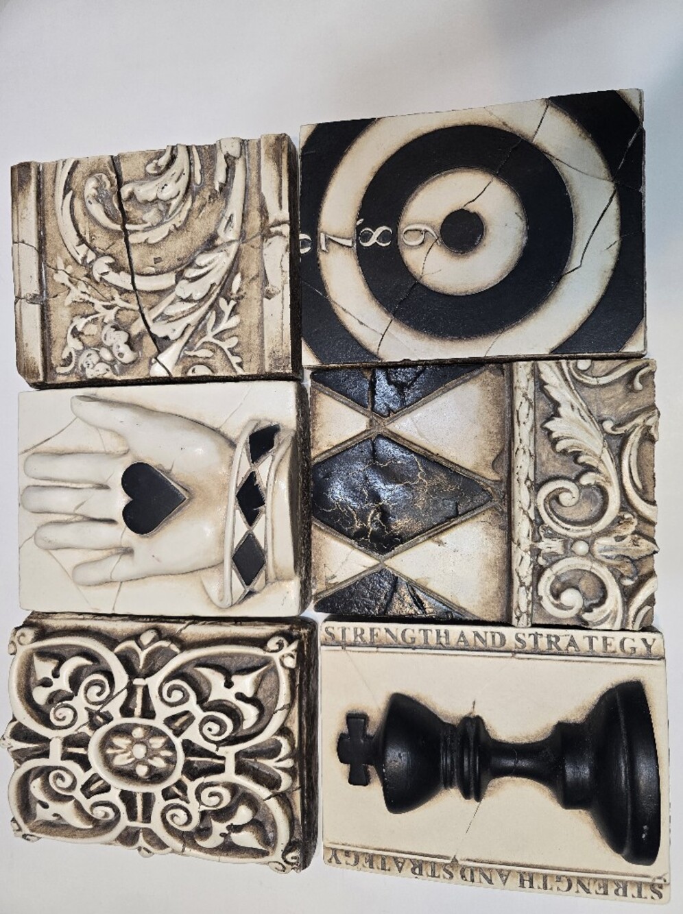 Sid Dickens Black and Cream Decorative Relief Tile Panel